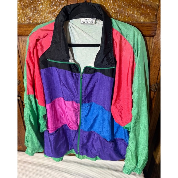 Other - Vintage multi color windbreaker sz 20w or 2X retro vibe.